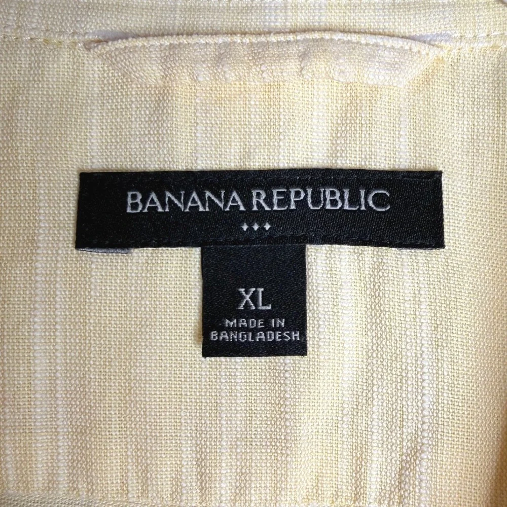 Banana Republic Lautoka Slub Short Sleeve Button Down Yellow Mens XL